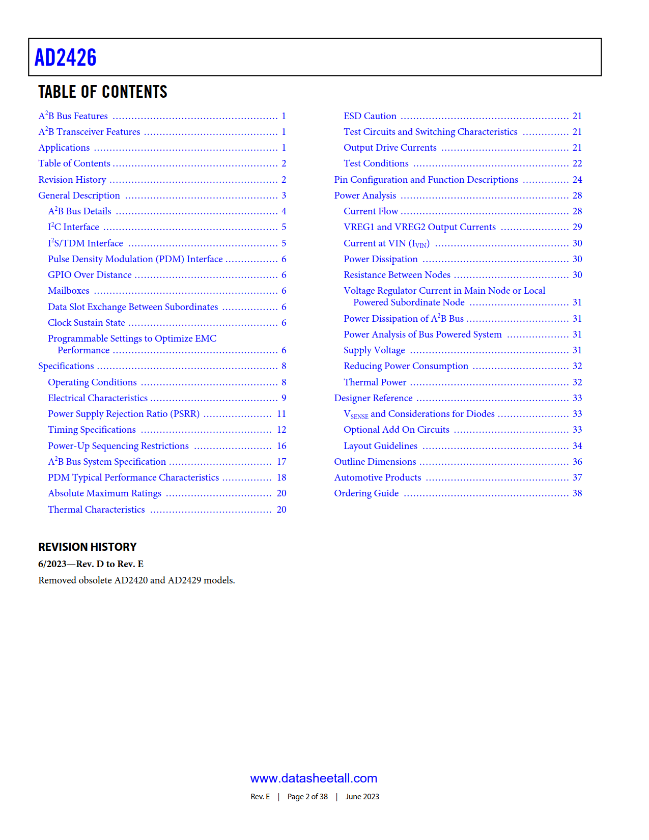 AD2426 Datasheet Page 2