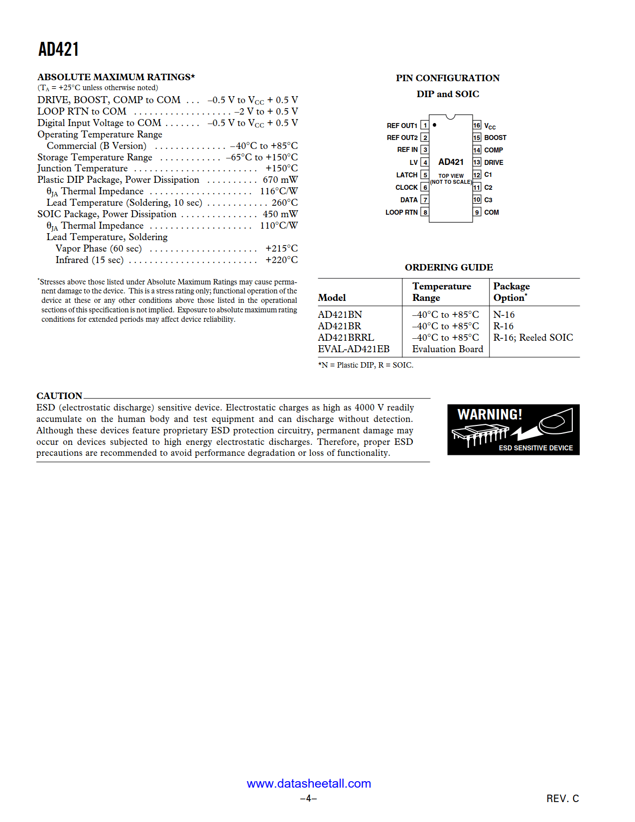 AD421 Datasheet Page 4