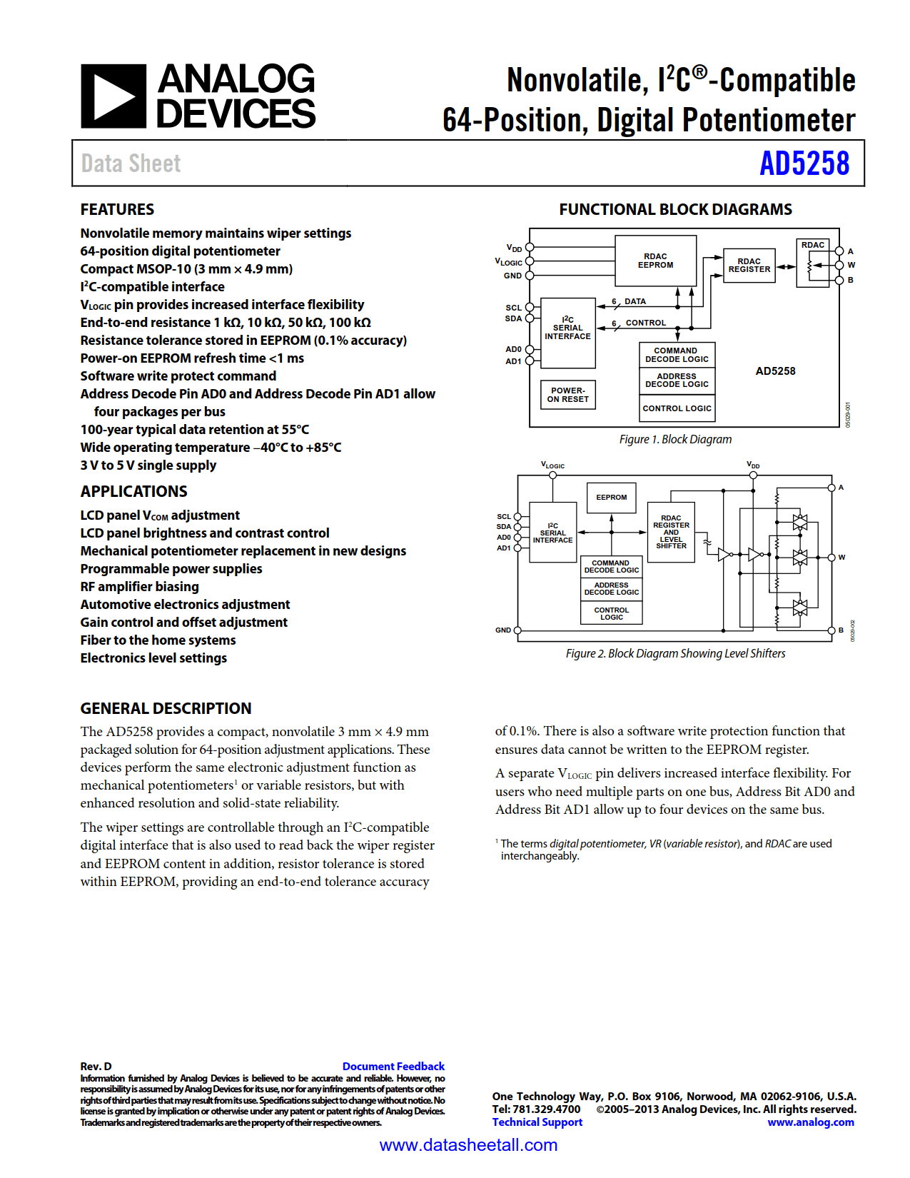 AD5258 Datasheet