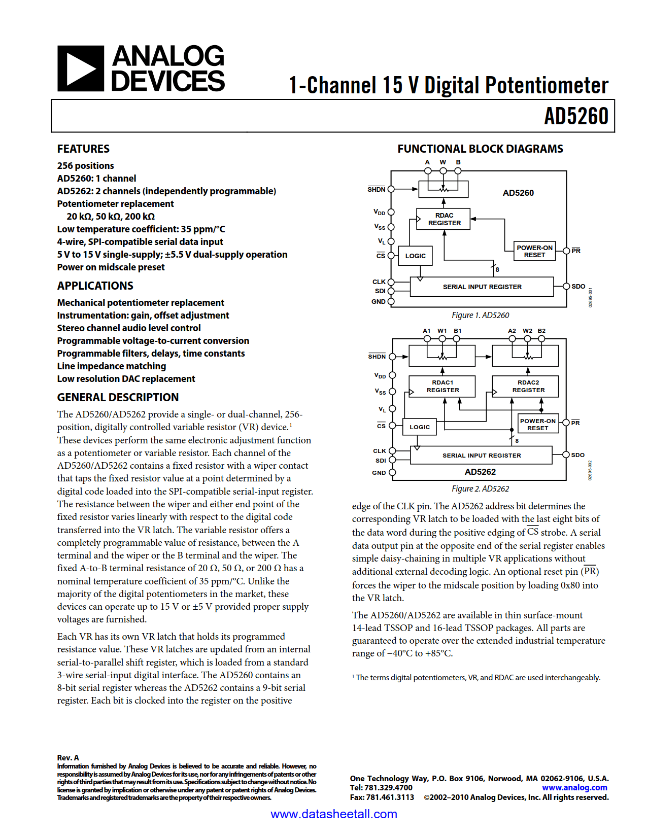 AD5260 Datasheet