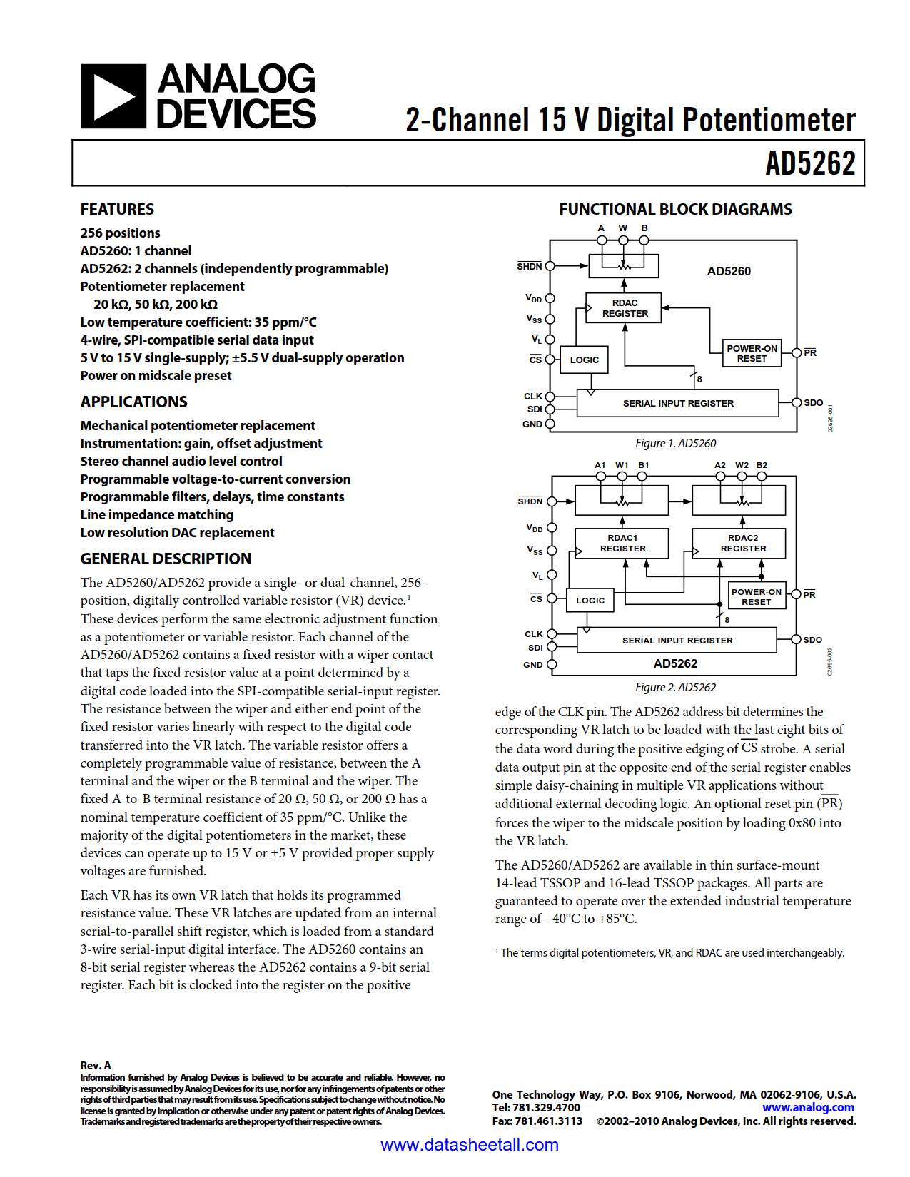 AD5262 Datasheet