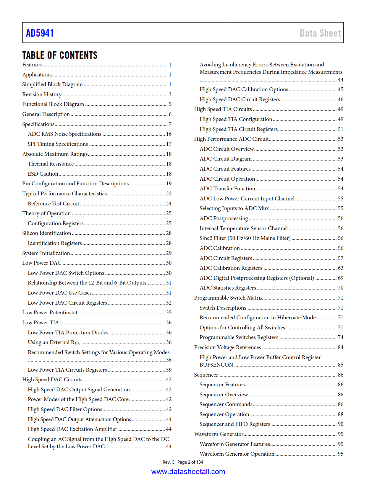 AD5941 Datasheet Page 2