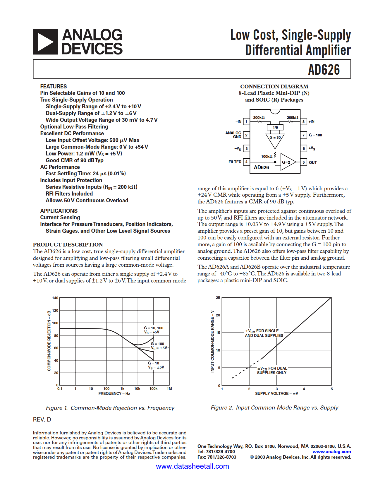 AD626 Datasheet