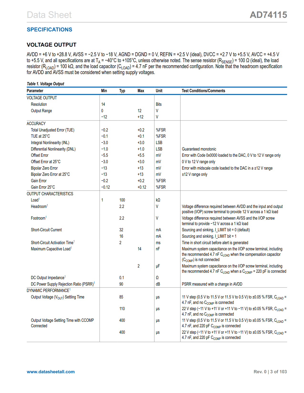 AD74115 Datasheet Page 3