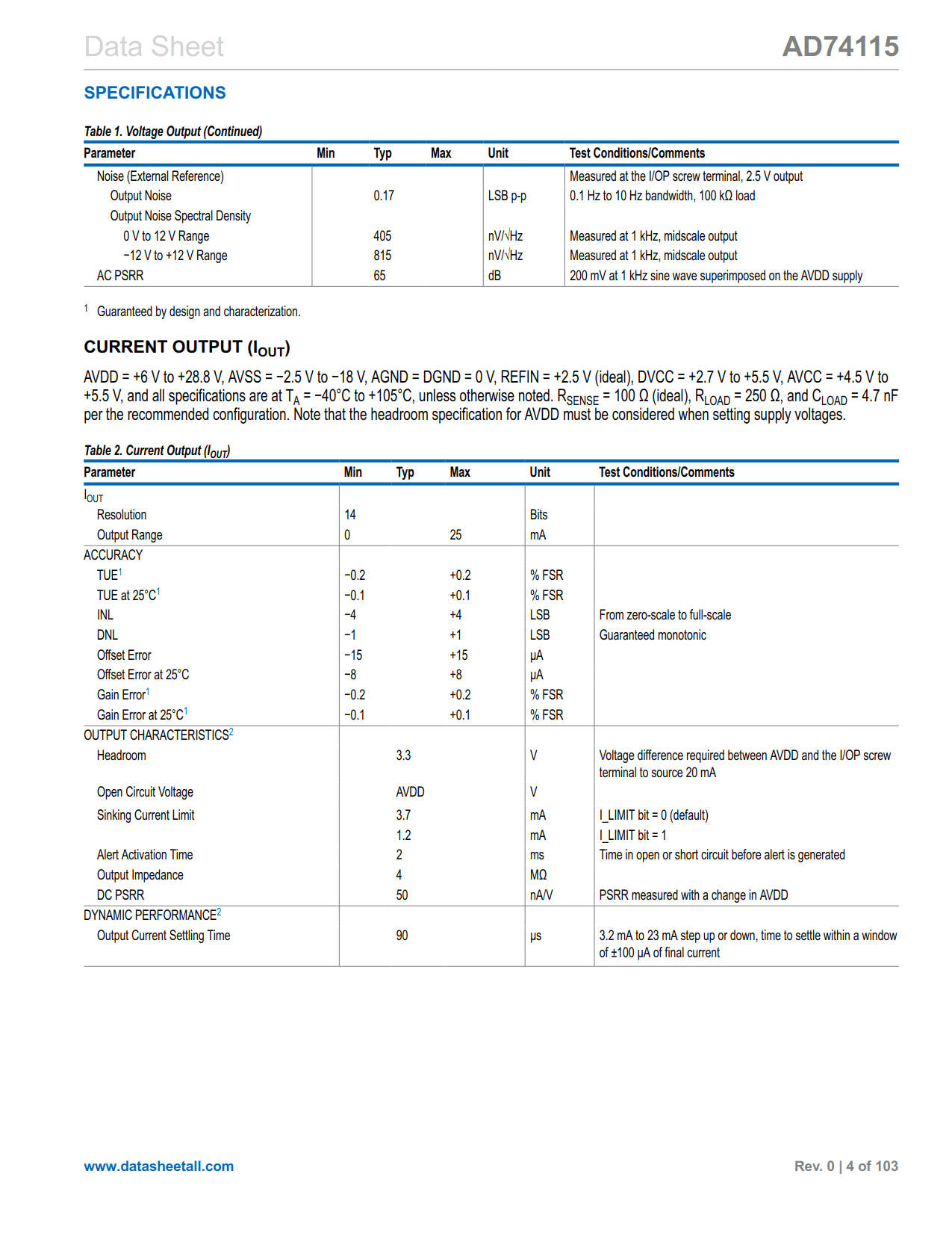 AD74115 Datasheet Page 4