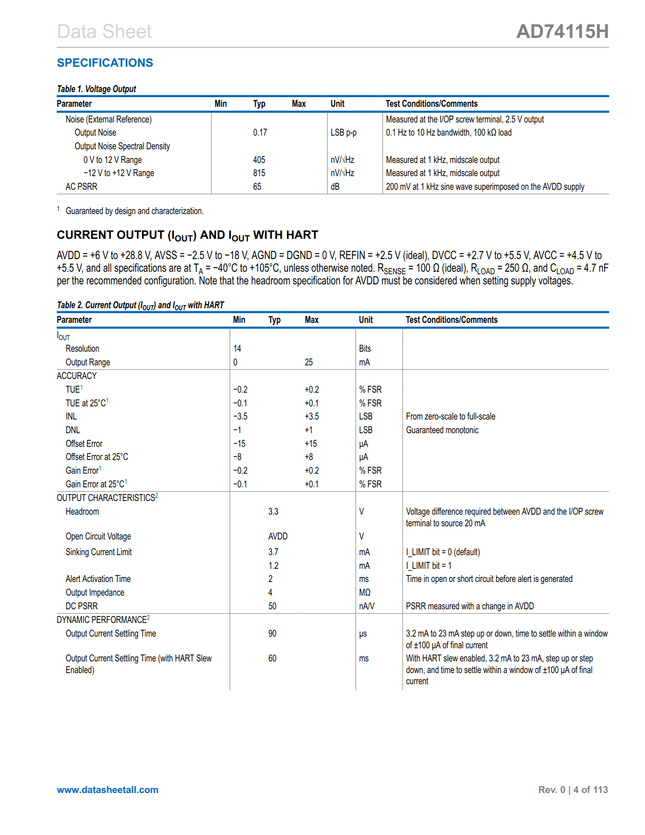 AD74115H Datasheet Page 4