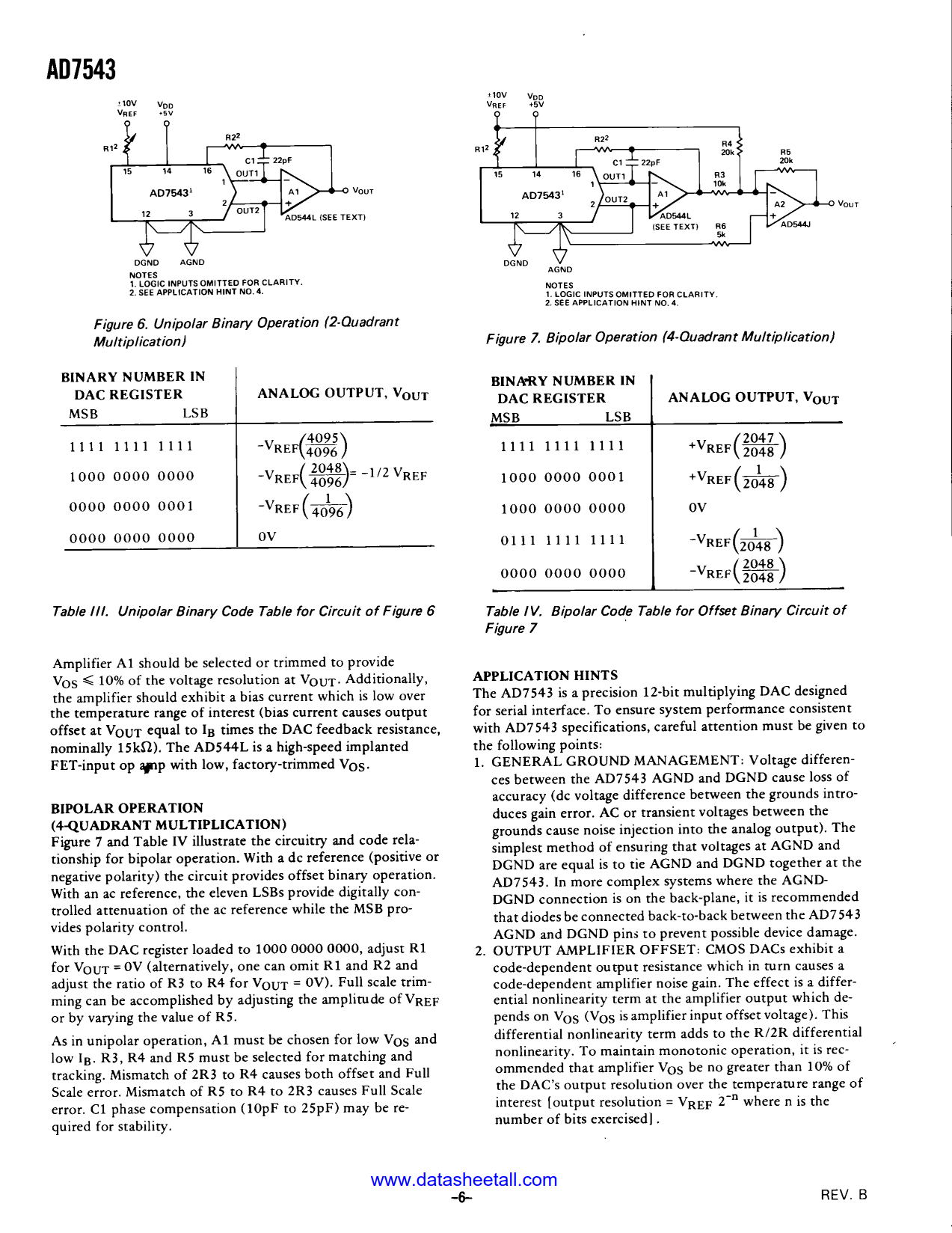 AD7543 Datasheet Page 6