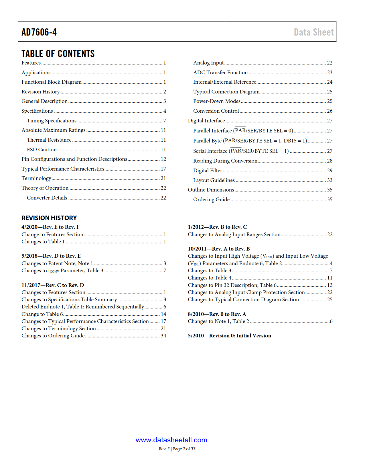 AD7606-4 Datasheet Page 2