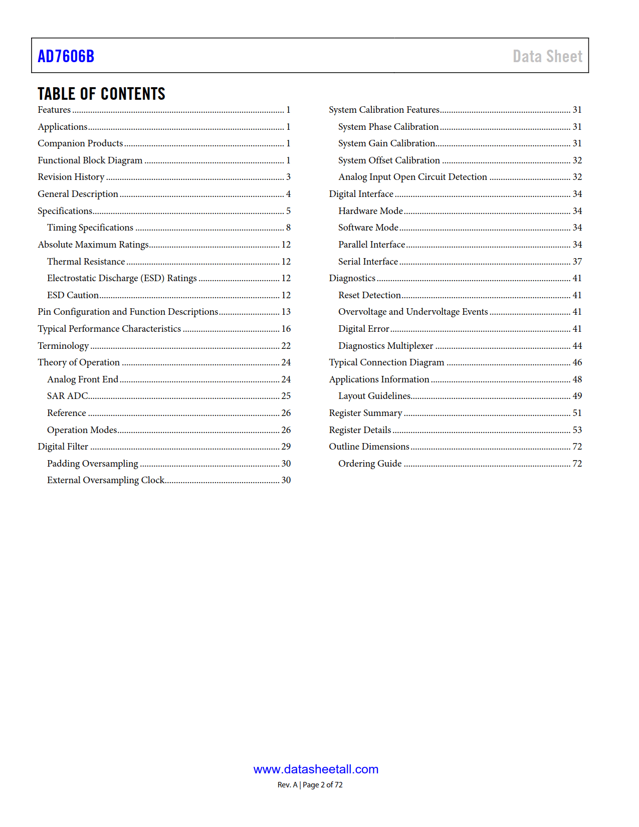 AD7606B Datasheet Page 2