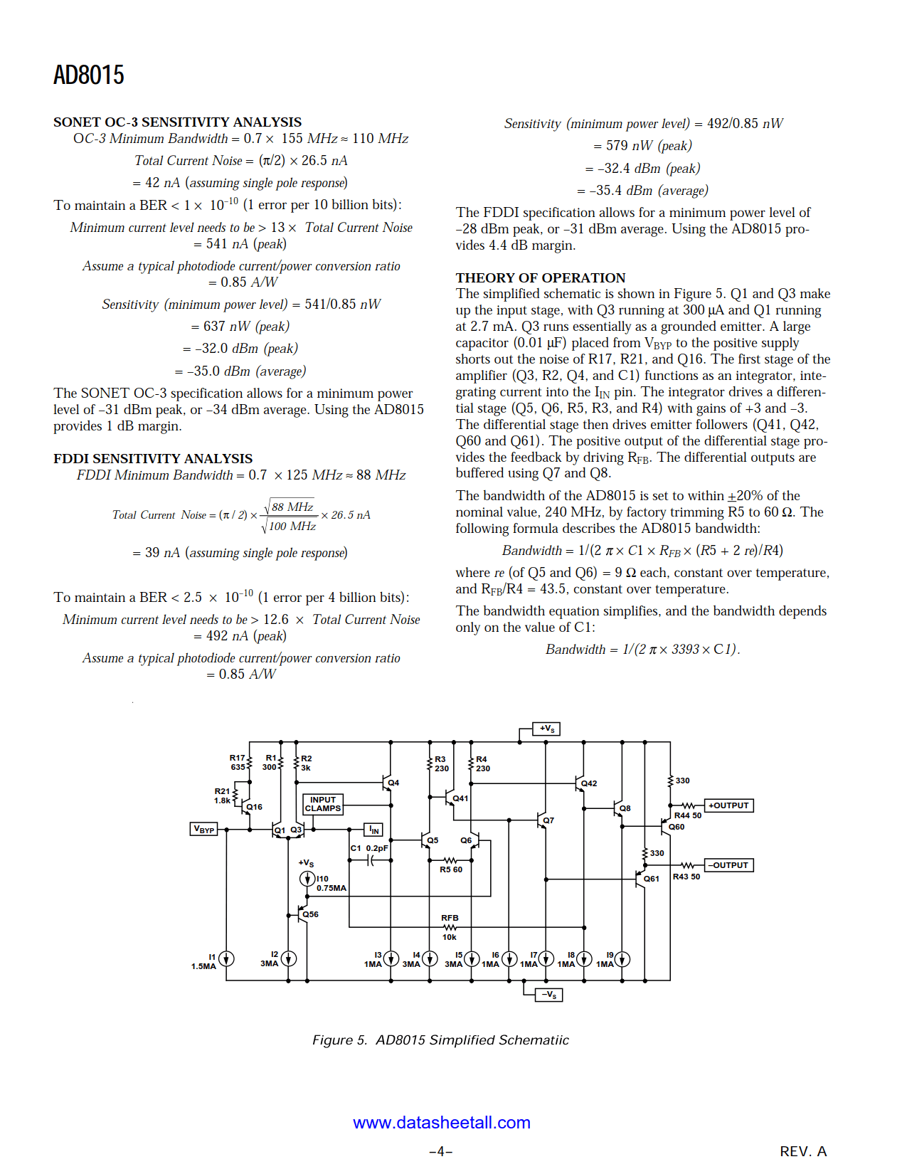 AD8015 Datasheet Page 4