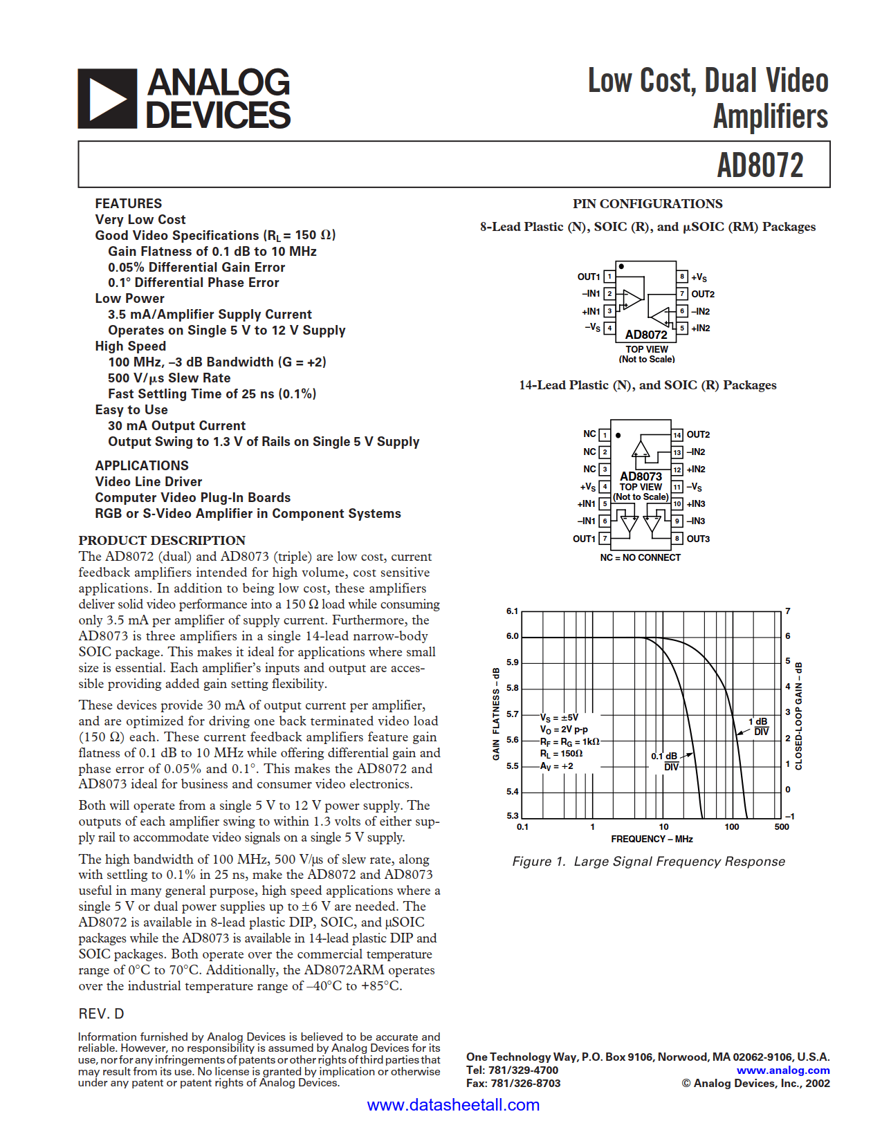 AD8072 Datasheet