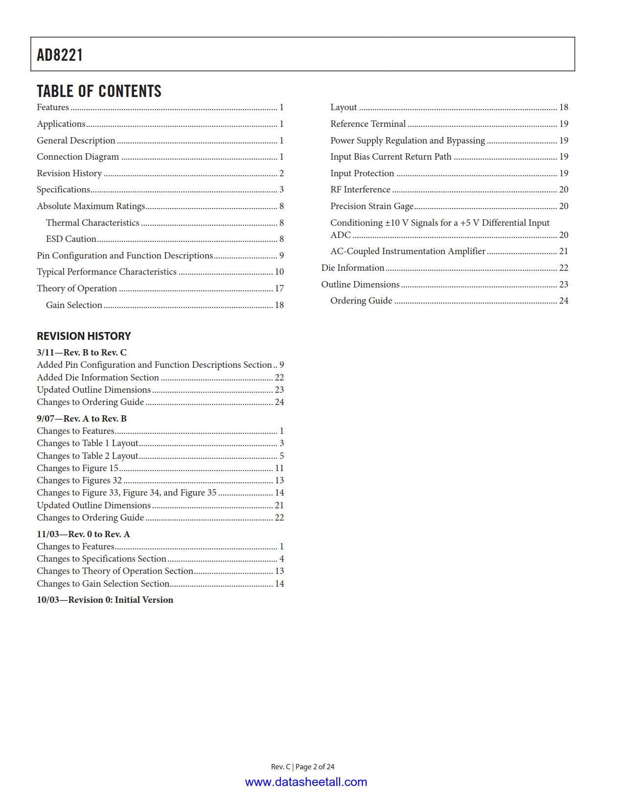 AD8221 Datasheet Page 2