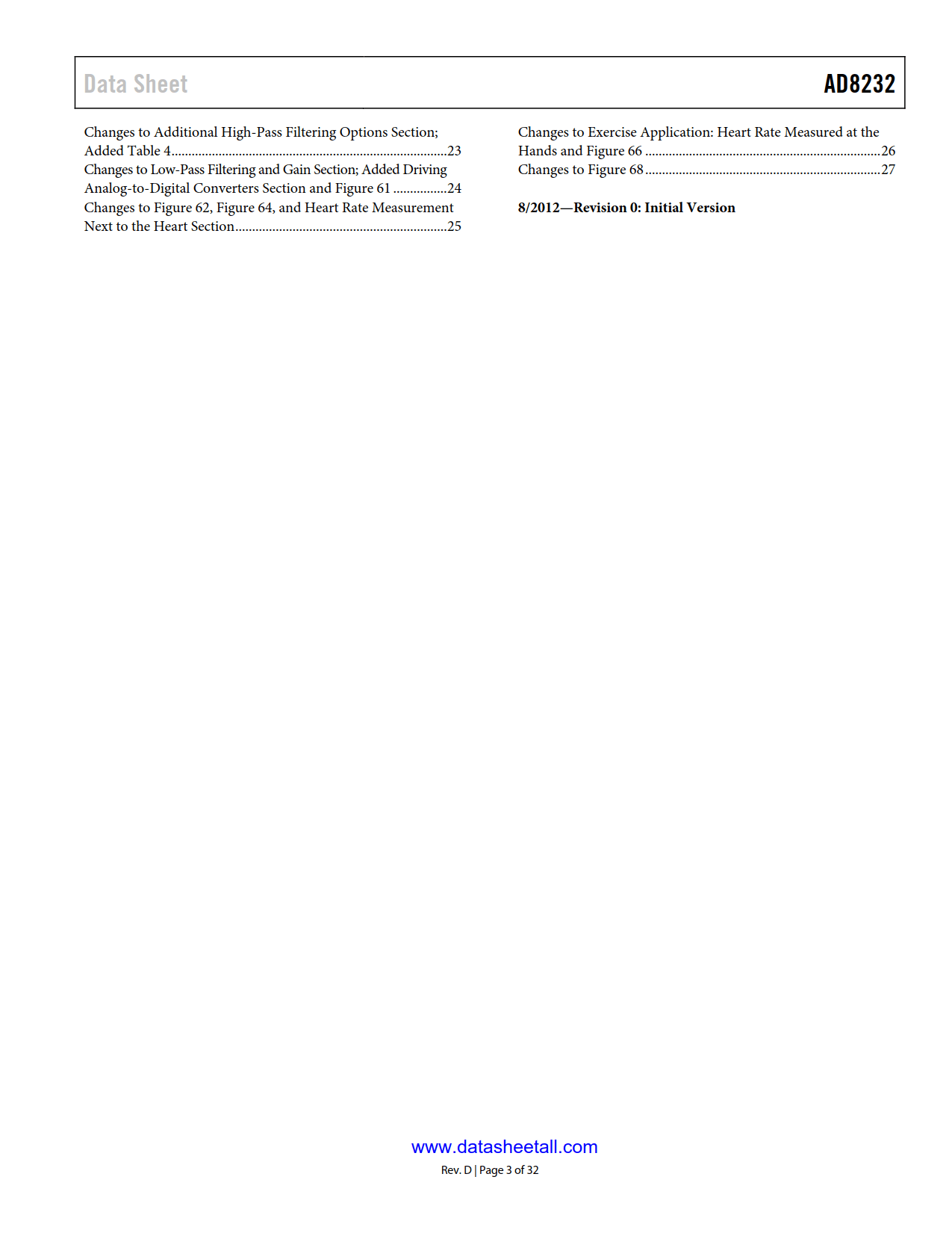 AD8232 Datasheet Page 3