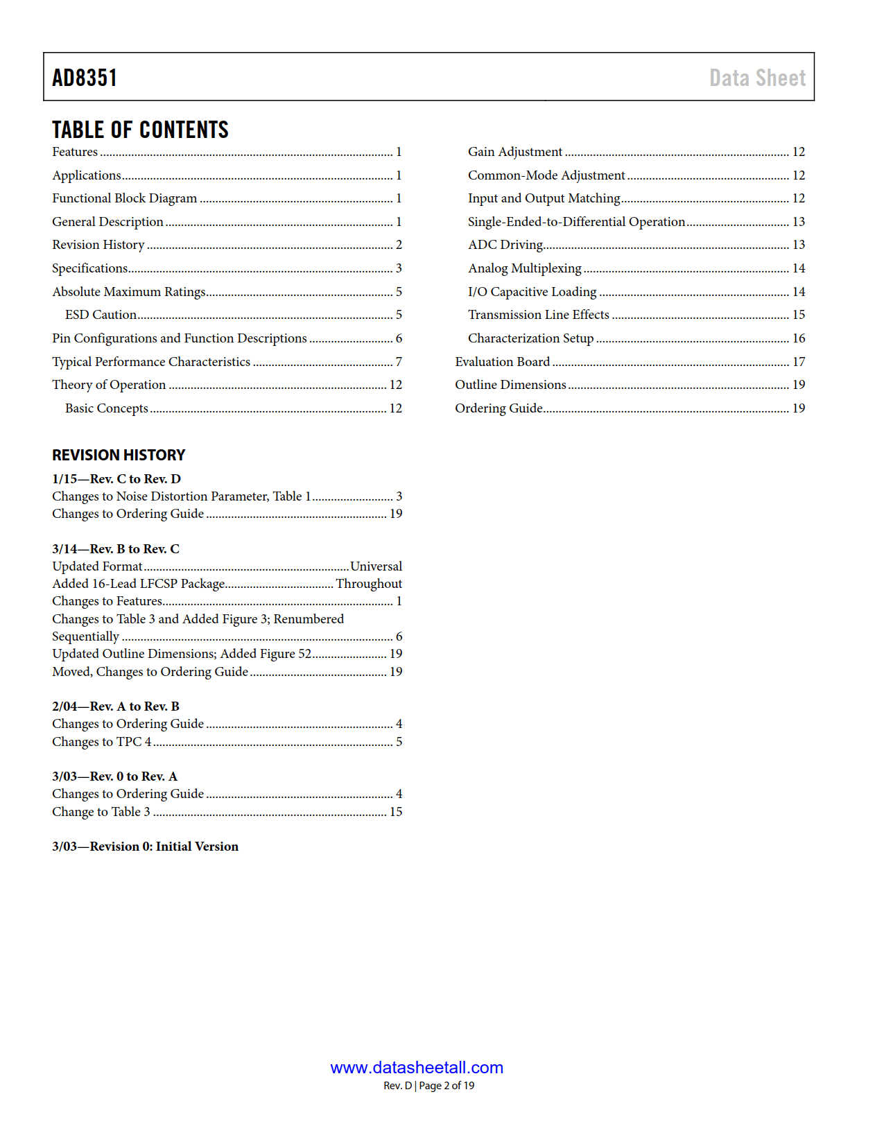 AD8351 Datasheet Page 2