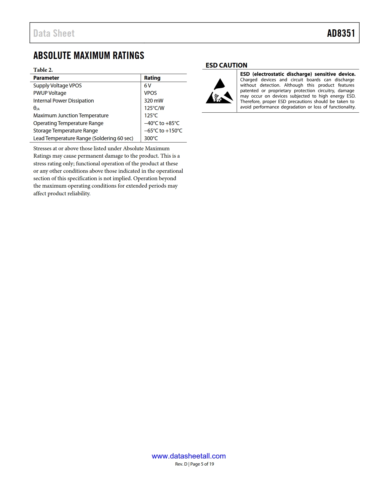 AD8351 Datasheet Page 5