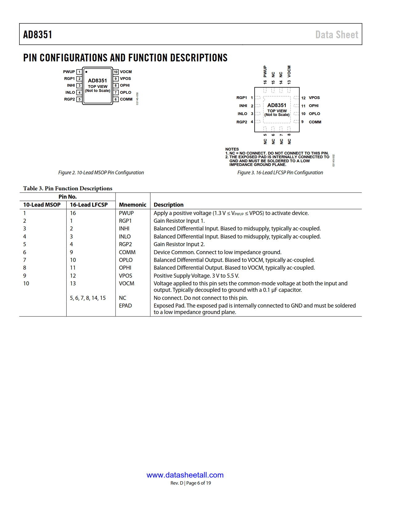 AD8351 Datasheet Page 6