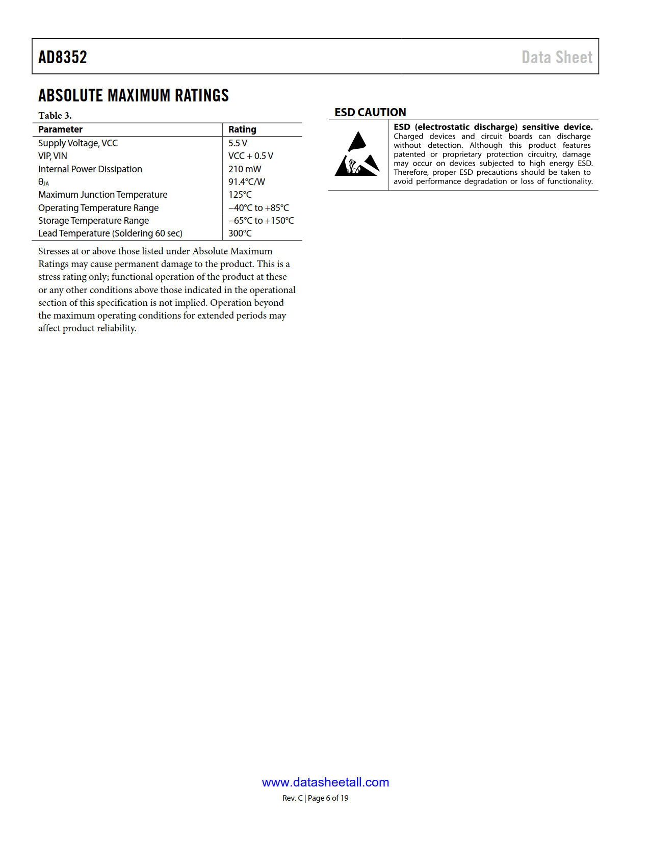 AD8352 Datasheet Page 6