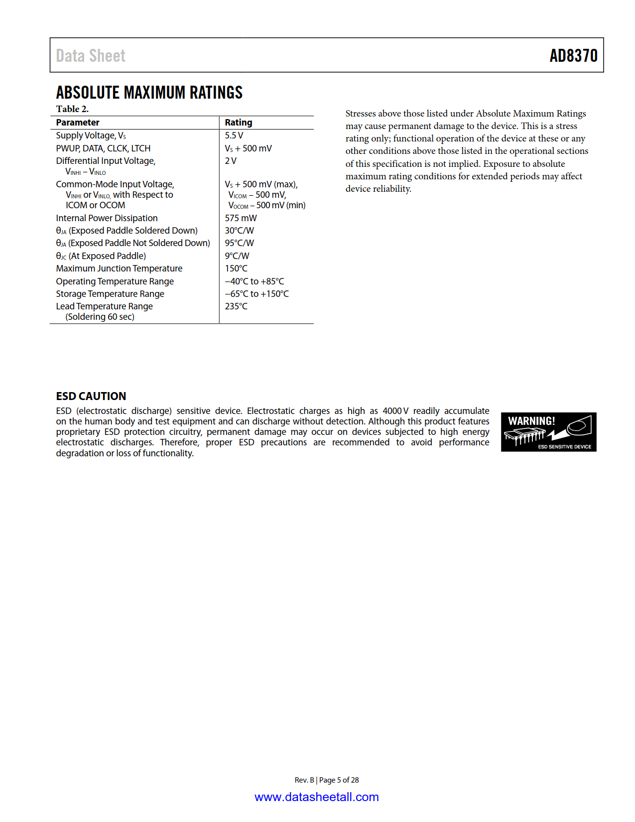 AD8370 Datasheet Page 5