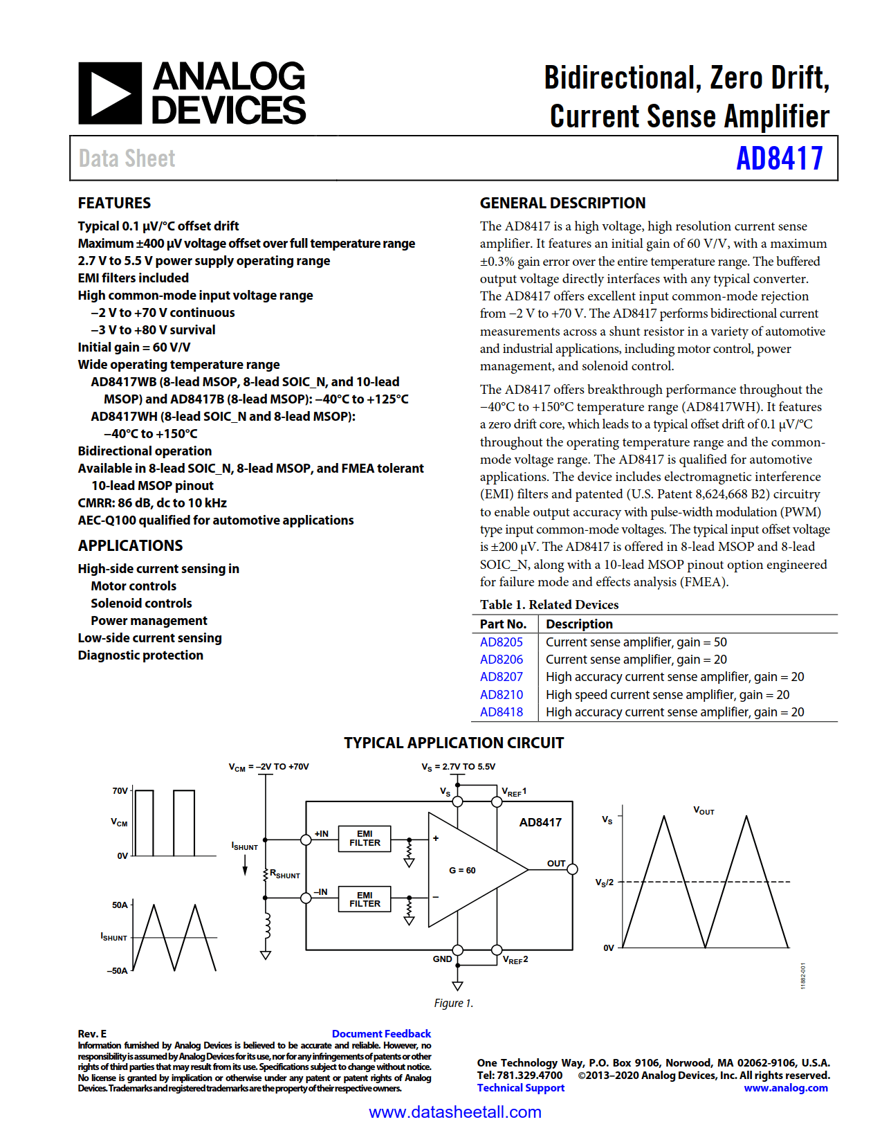 AD8417 Datasheet Page 1