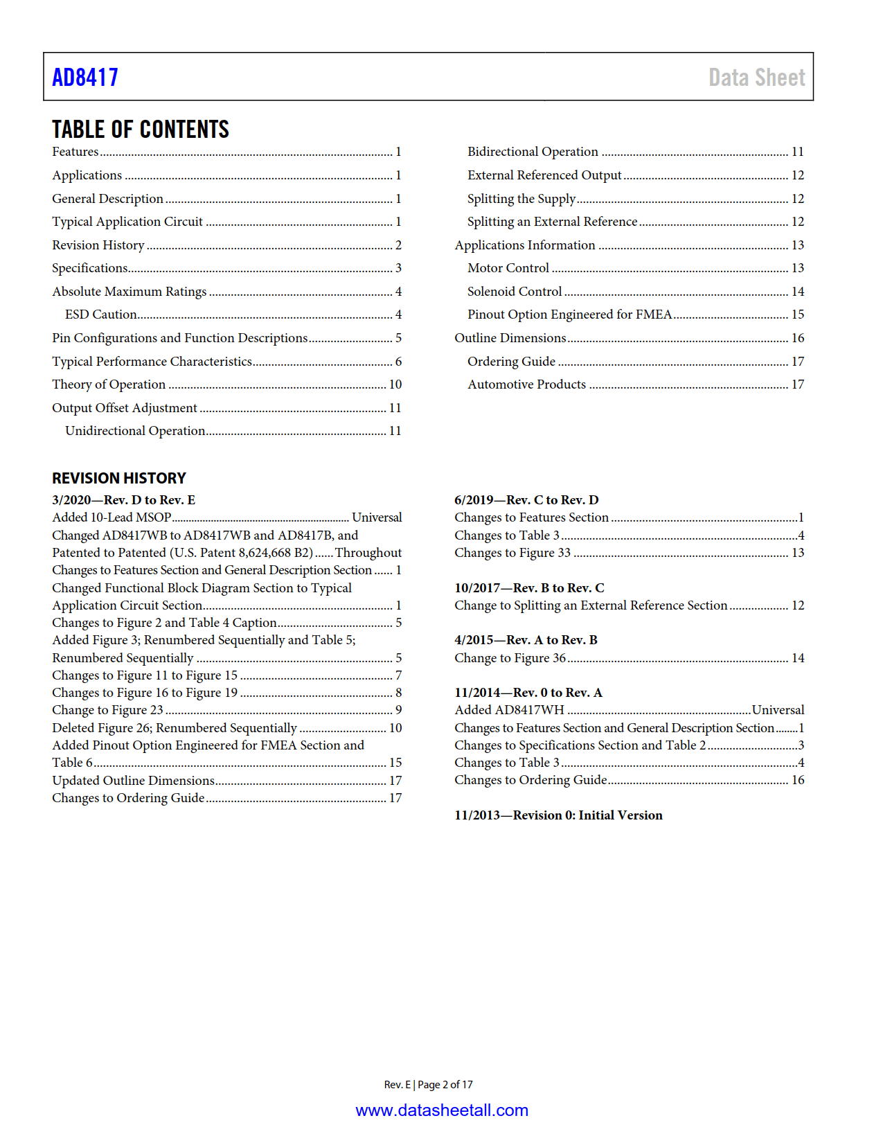 AD8417 Datasheet Page 2