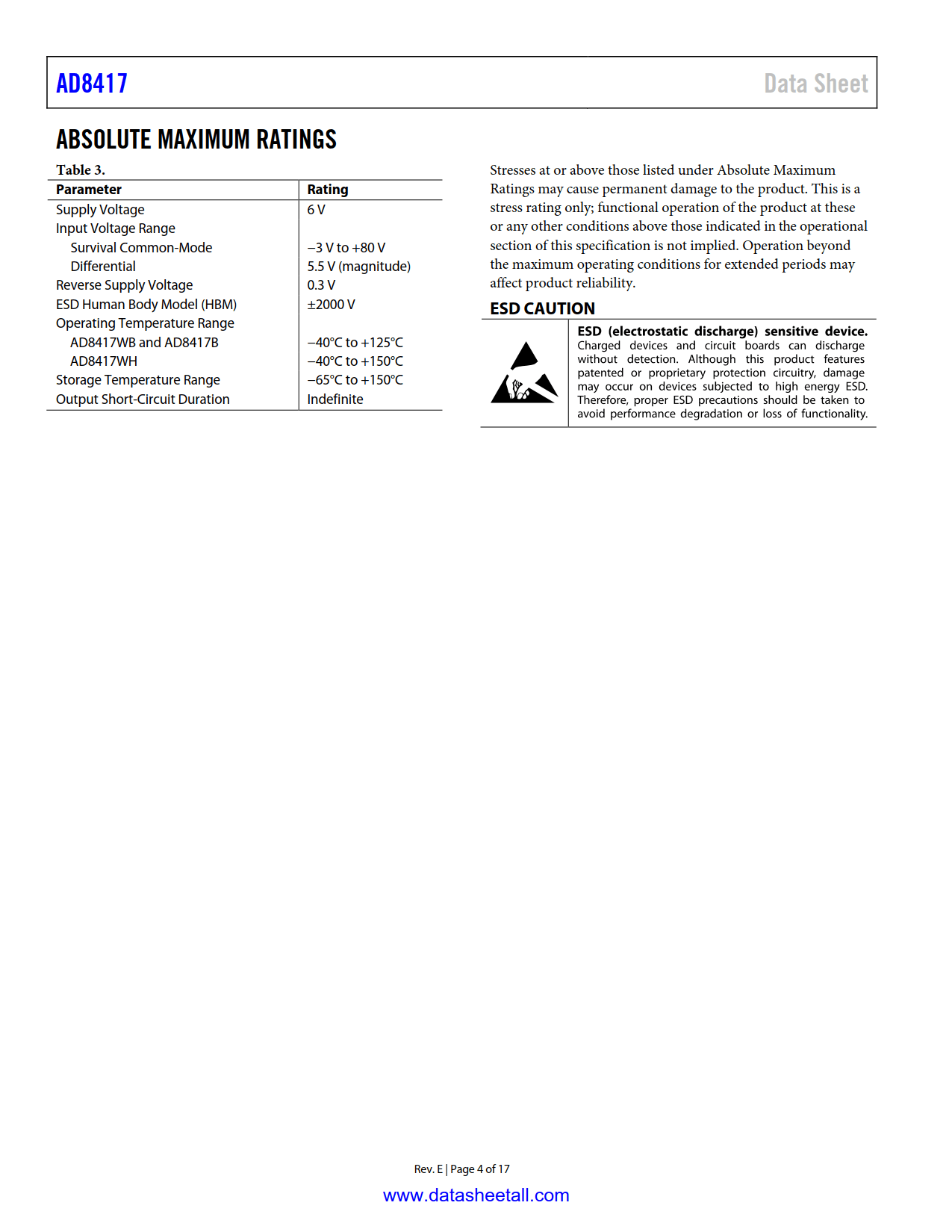 AD8417 Datasheet Page 4