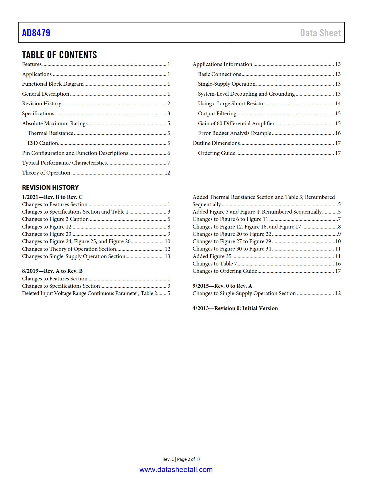 AD8479 Datasheet Page 2