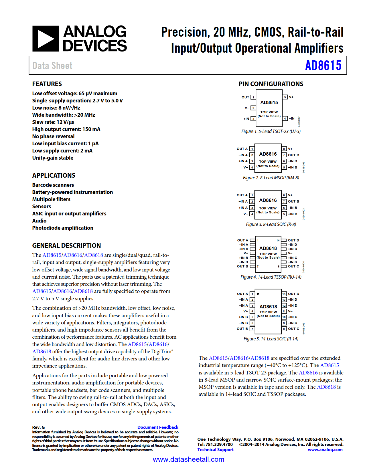 AD8615 Datasheet