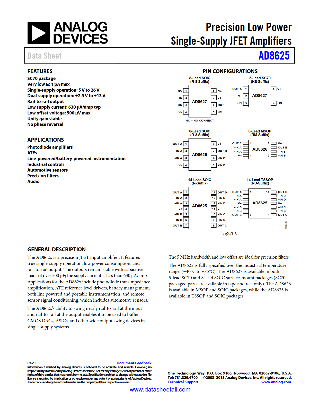 AD8625 Datasheet