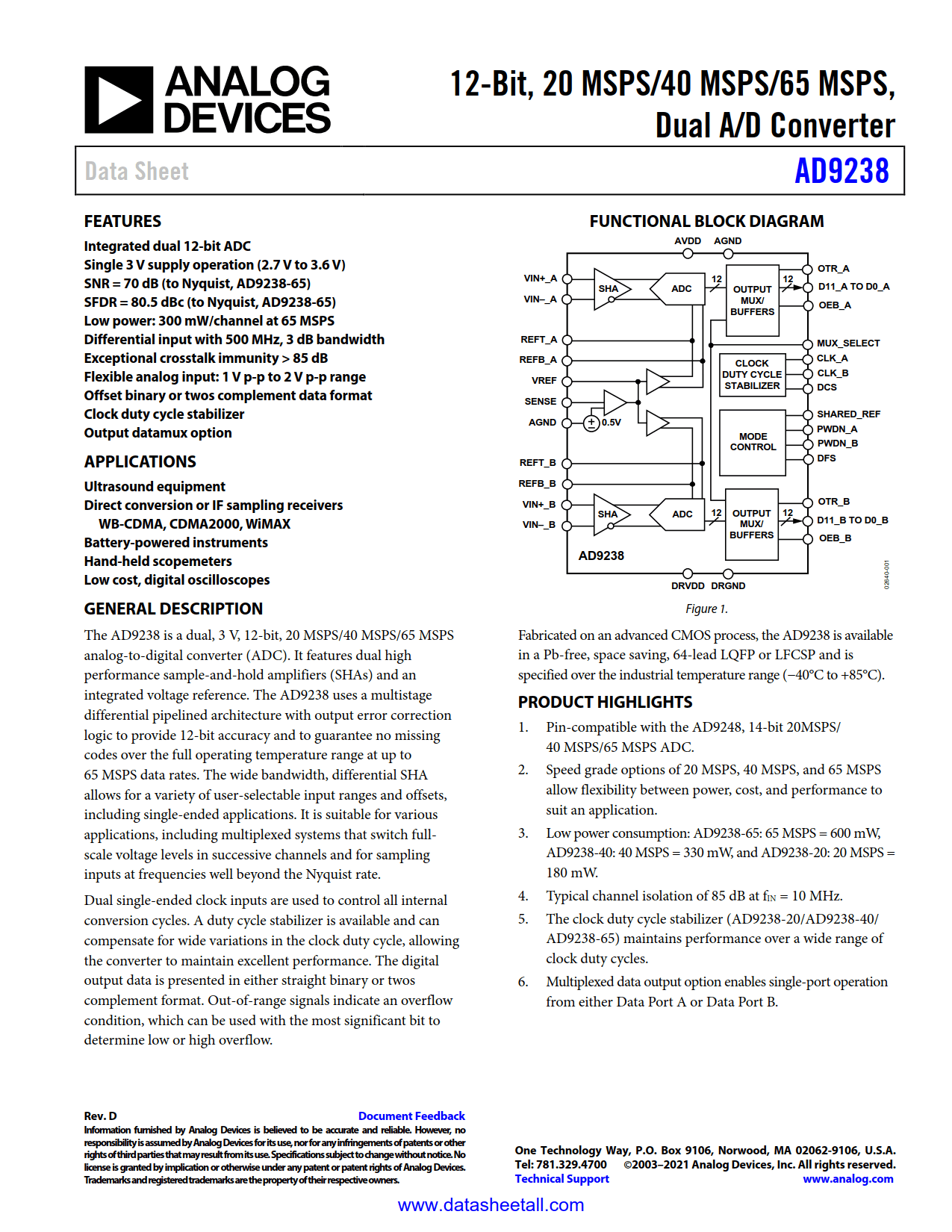 AD9238 Datasheet