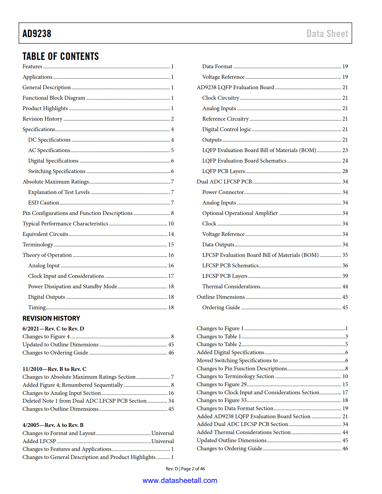 AD9238 Datasheet Page 2