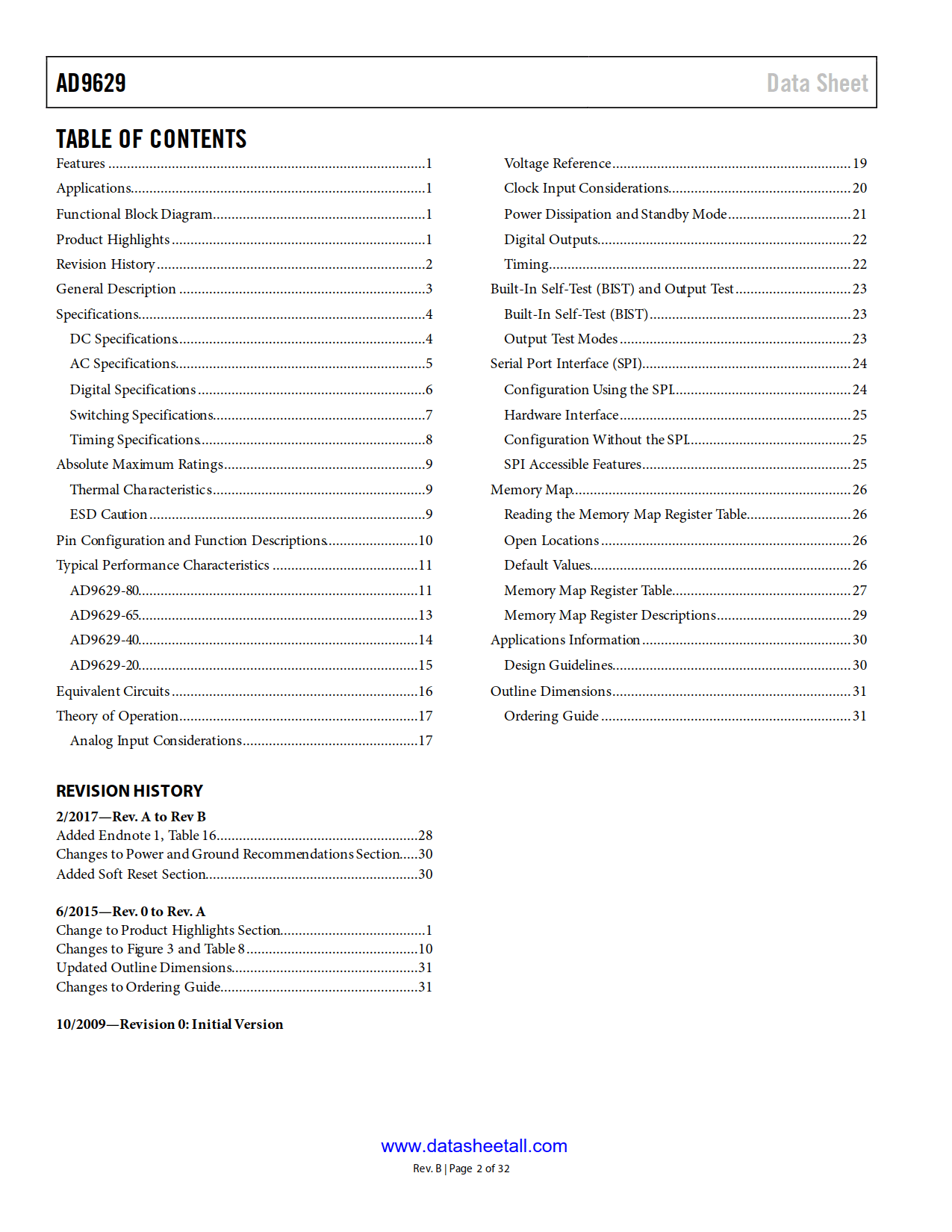 AD9629 Datasheet Page 2