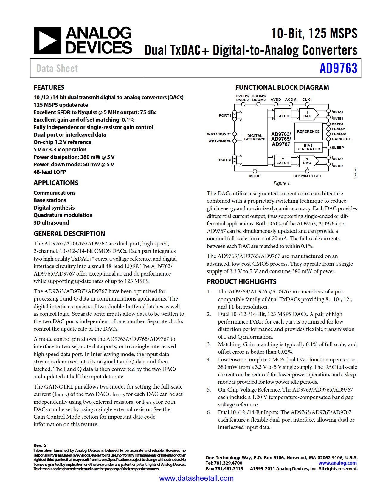 AD9763 Datasheet