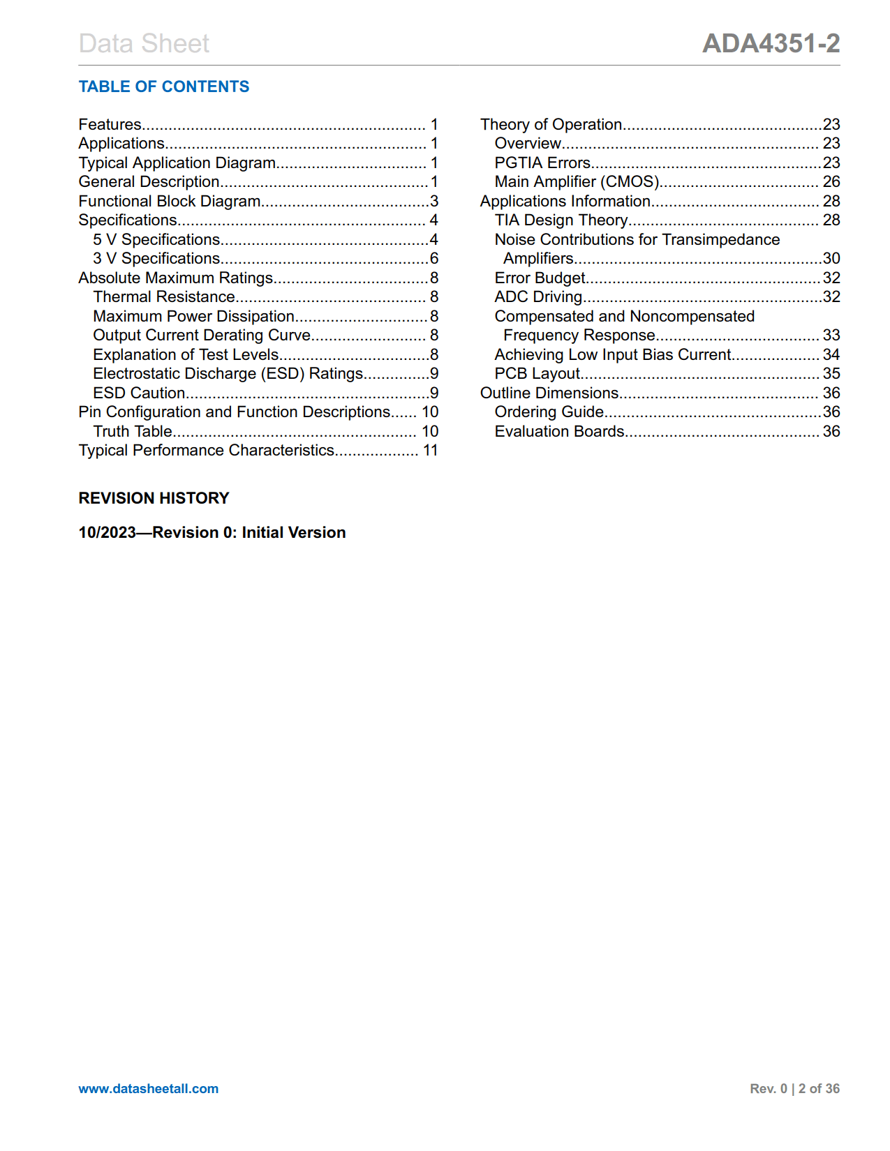 ADA4351-2 Datasheet Page 2