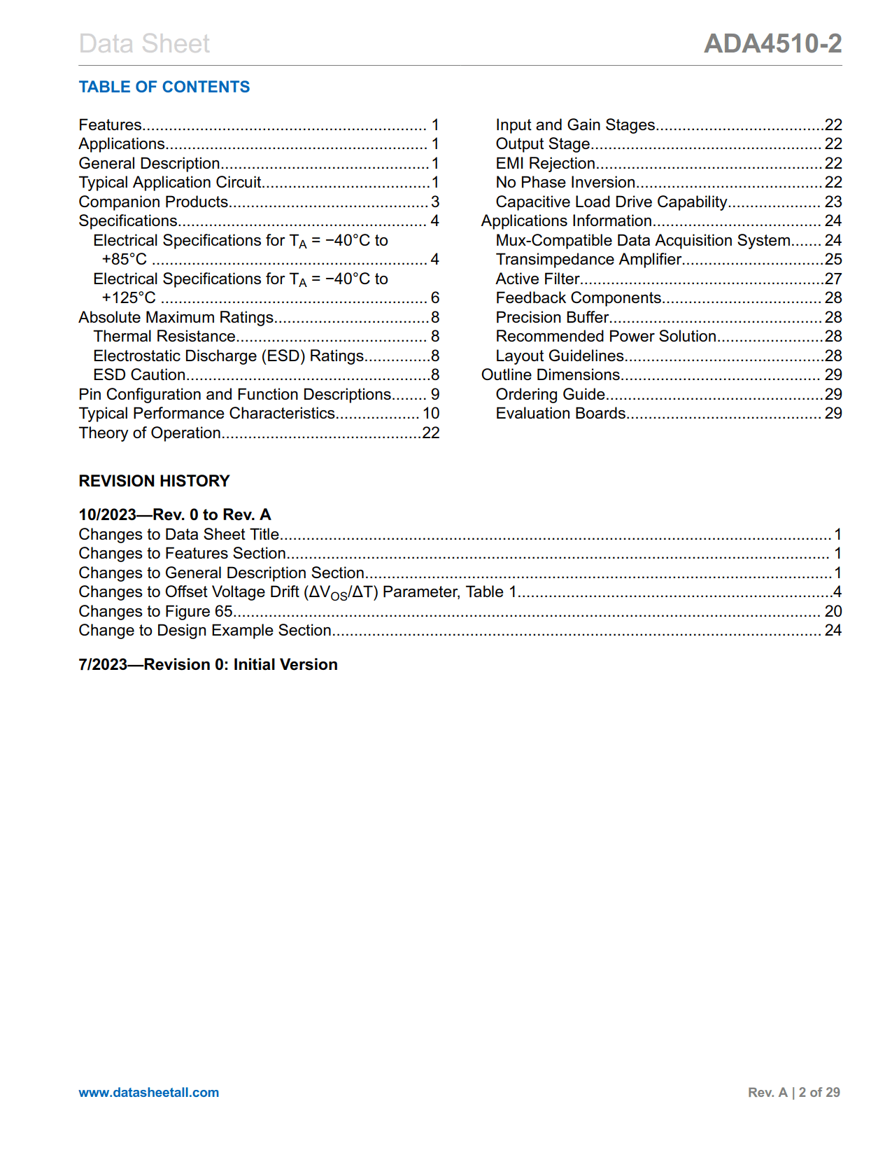 ADA4510-2 Datasheet Page 2