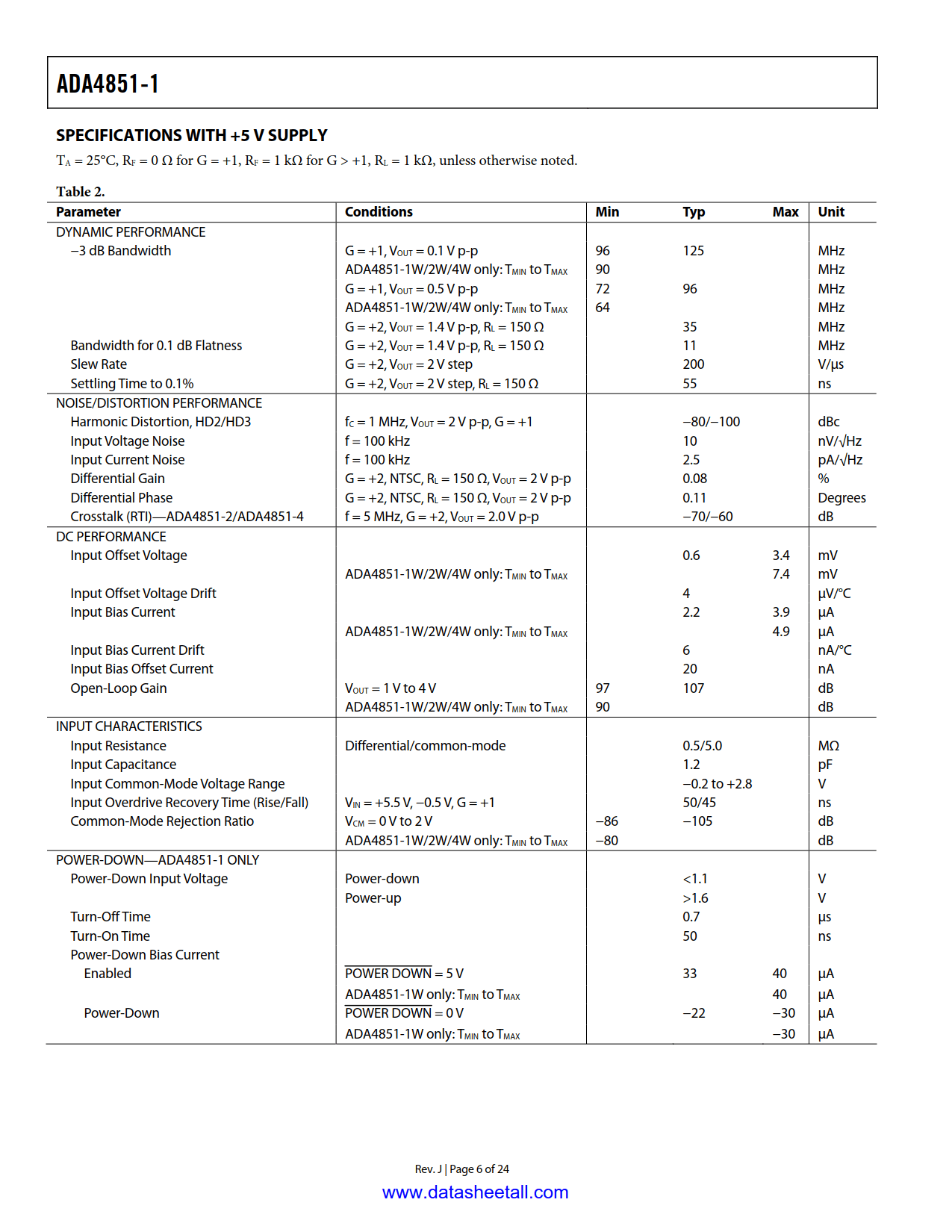 ADA4851-1 Datasheet Page 6