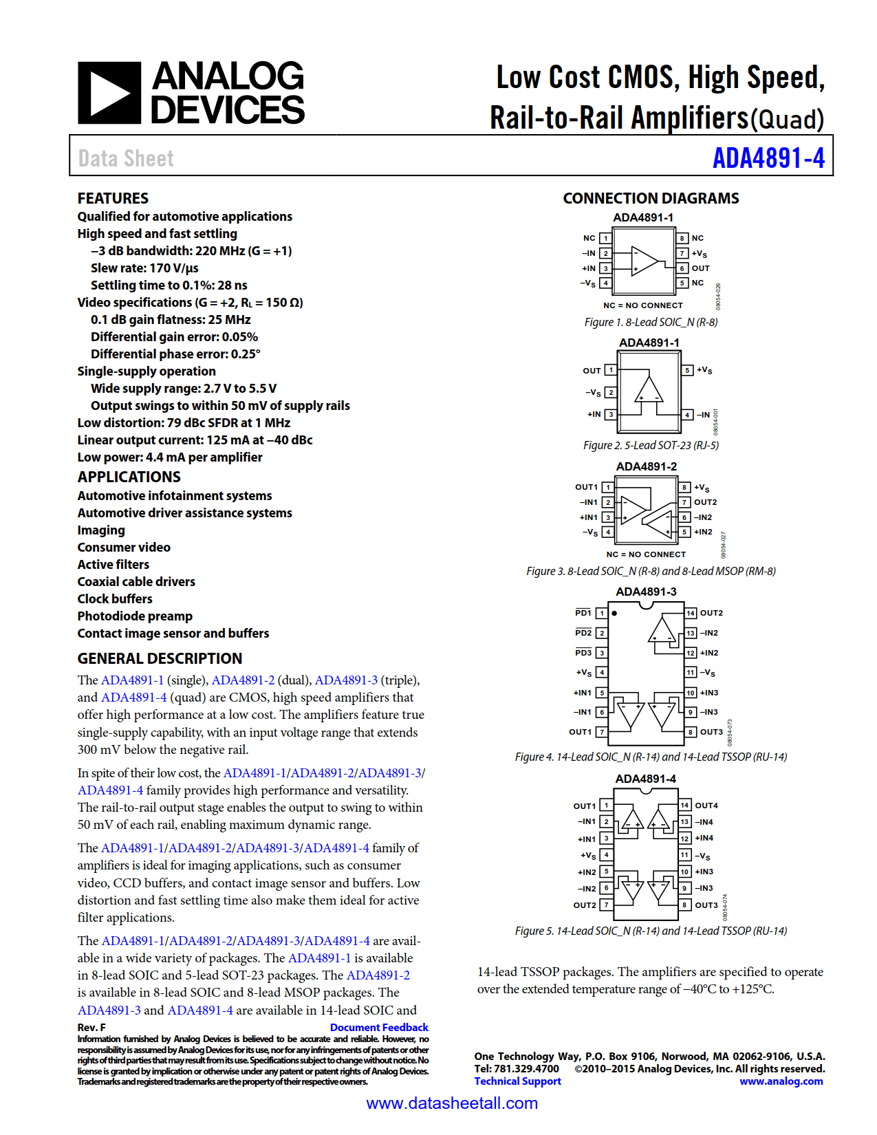 ADA4891-4 Datasheet