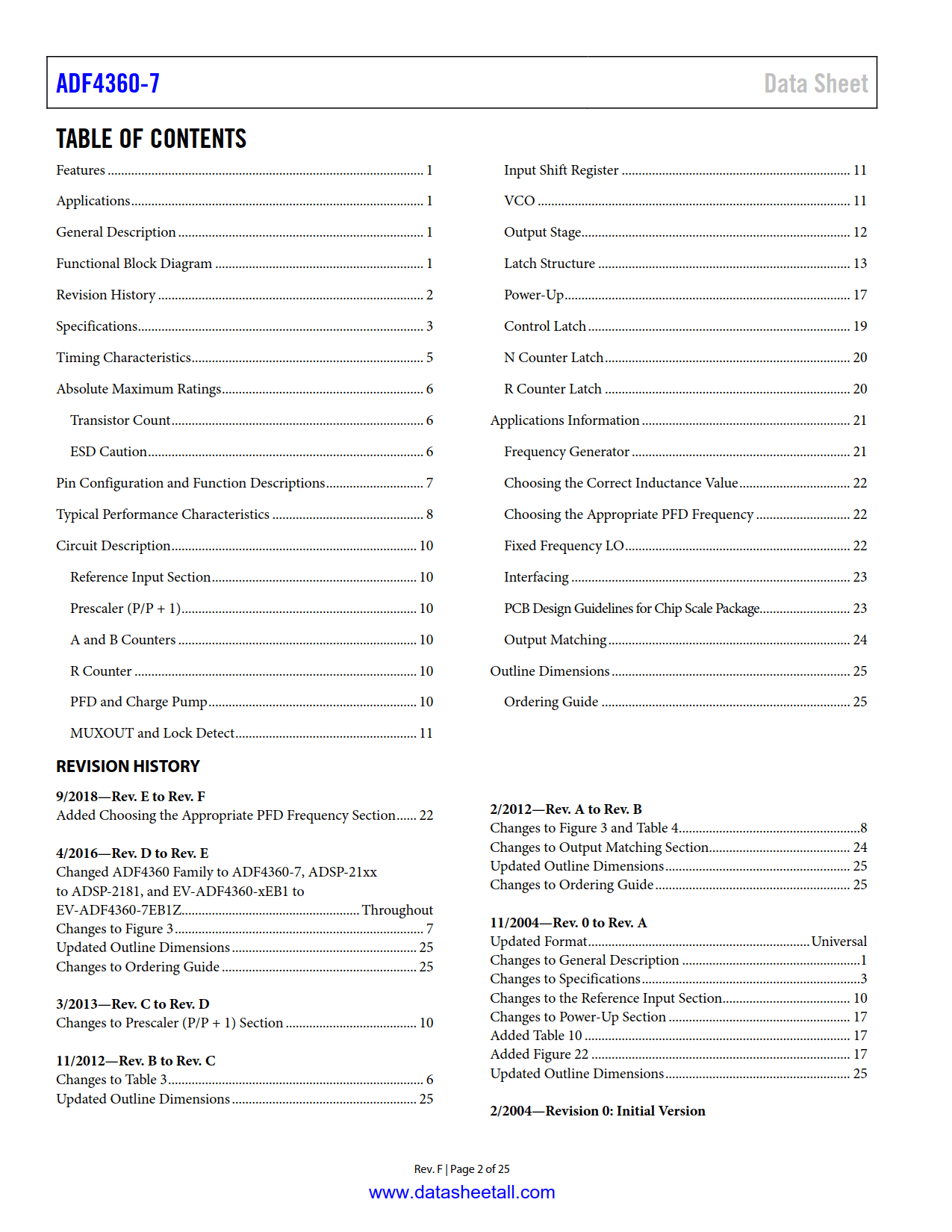 ADF4360-7 Datasheet Page 2