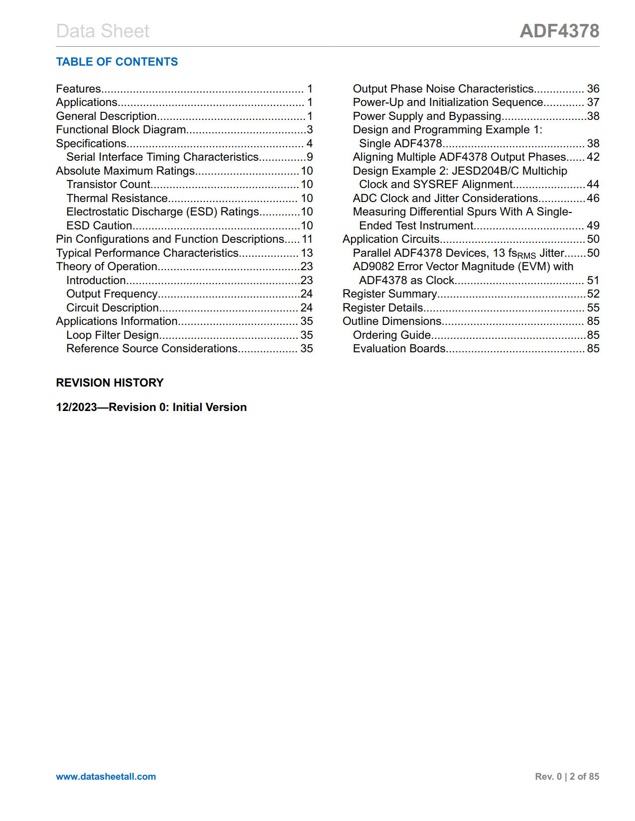 ADF4378 Datasheet Page 2