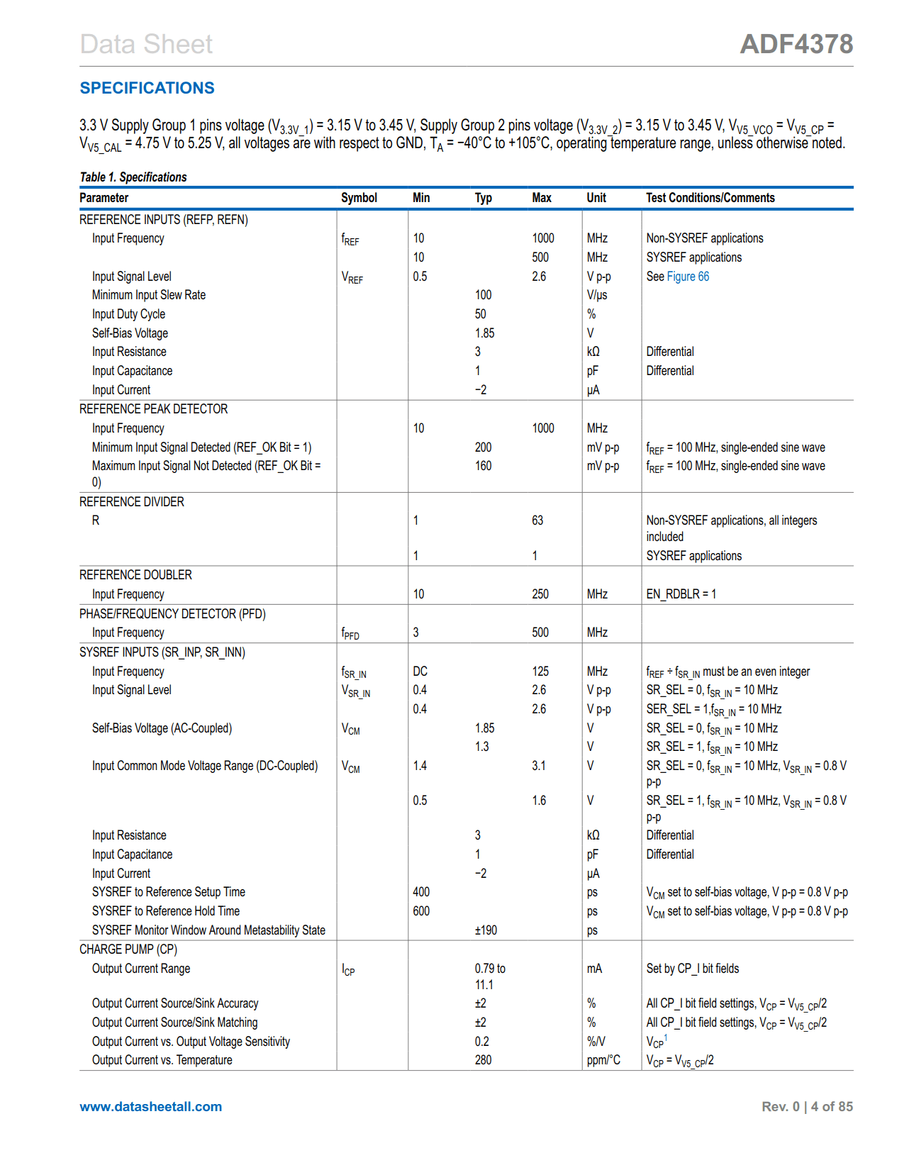 ADF4378 Datasheet Page 4