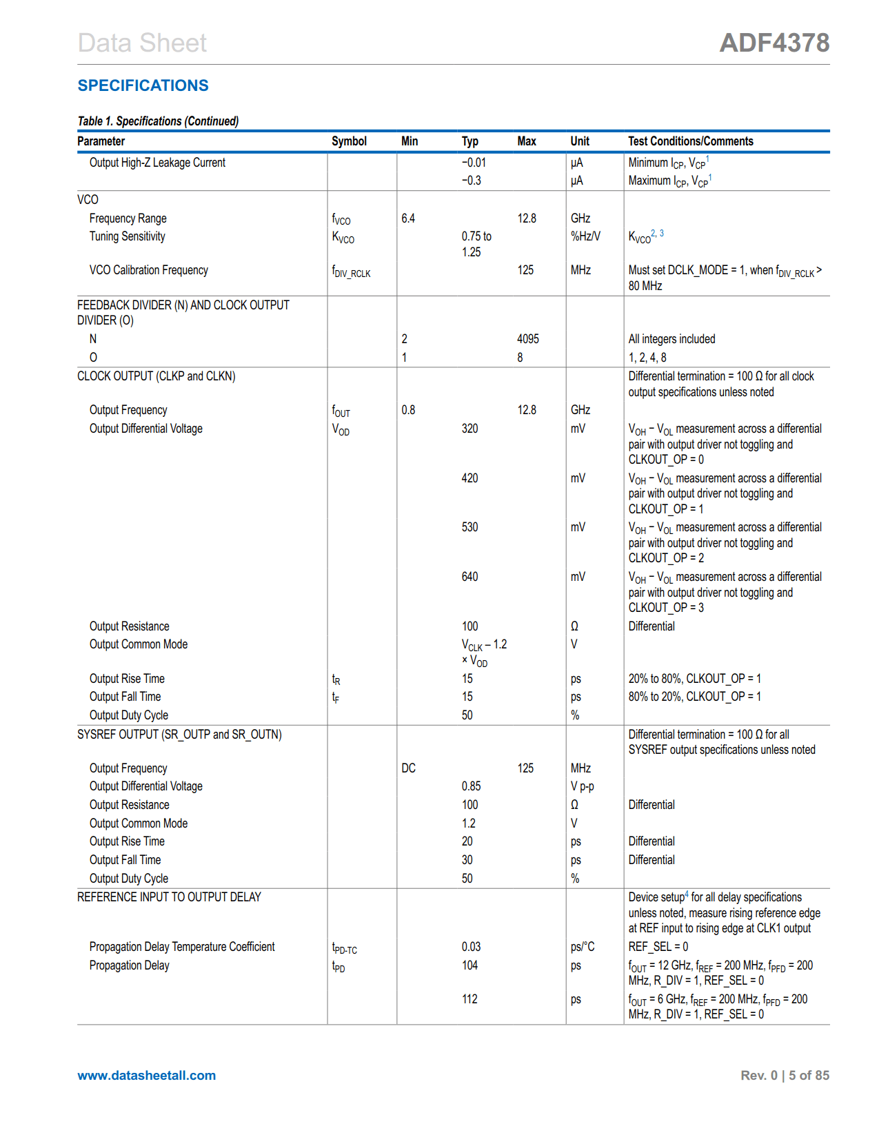 ADF4378 Datasheet Page 5