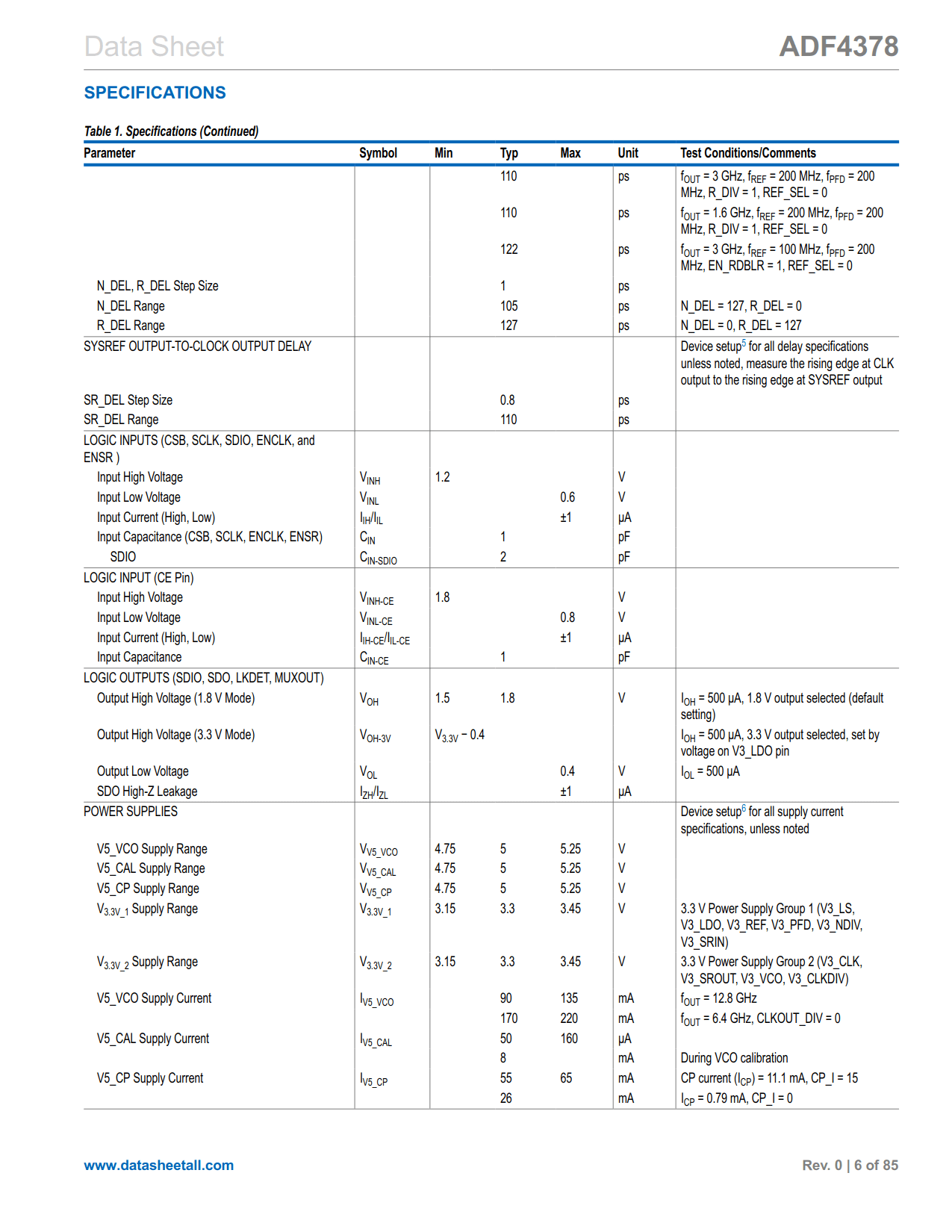 ADF4378 Datasheet Page 6