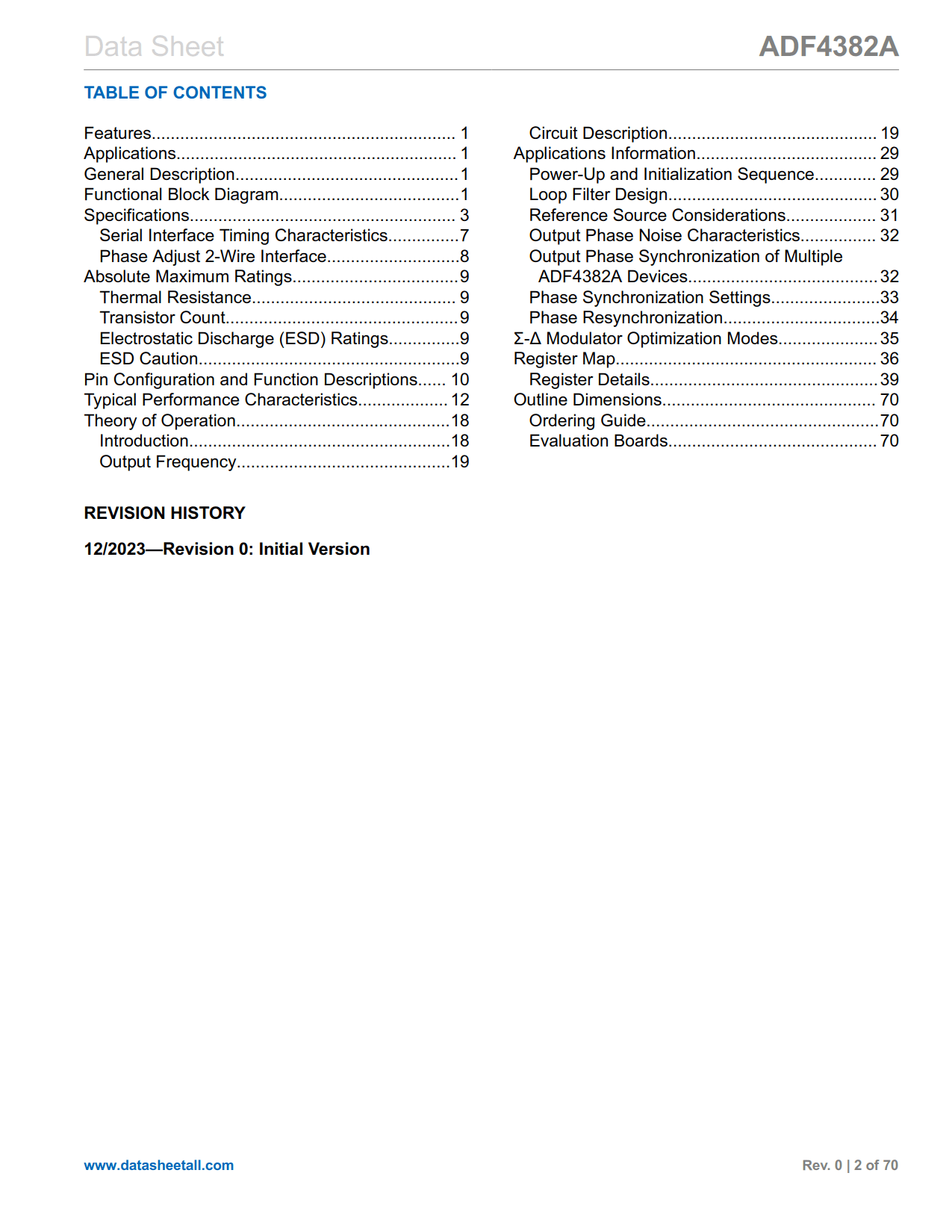 ADF4382A Datasheet Page 2