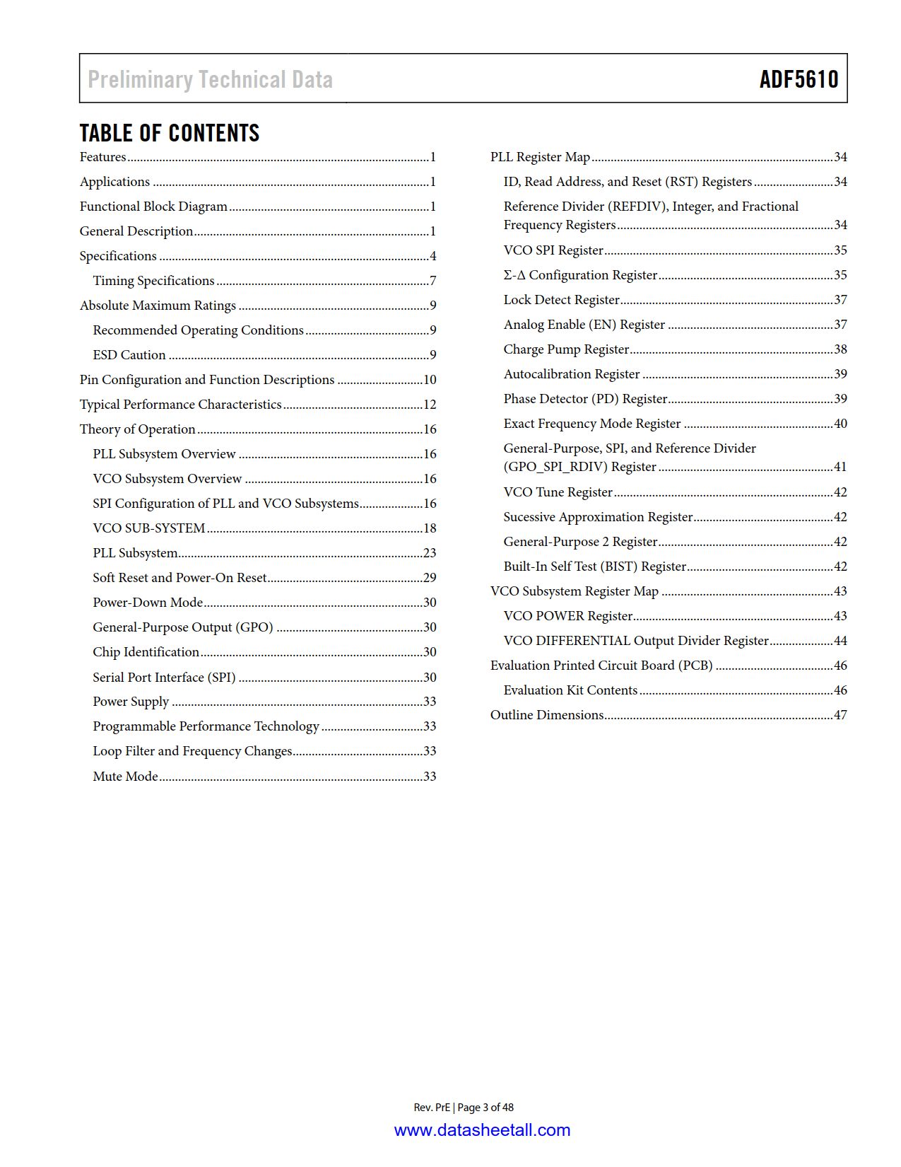 ADF5610 Datasheet Page 3