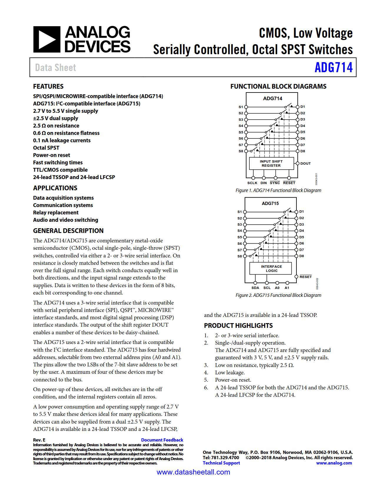 ADG714 Datasheet