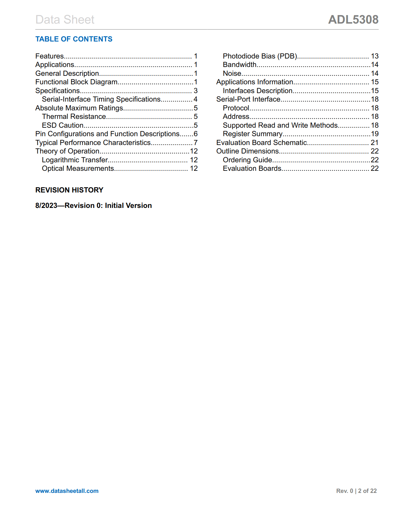 ADL5308 Datasheet Page 2