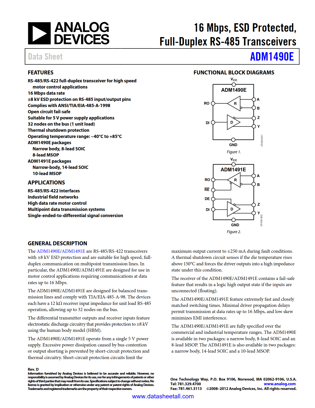 ADM1490E Datasheet