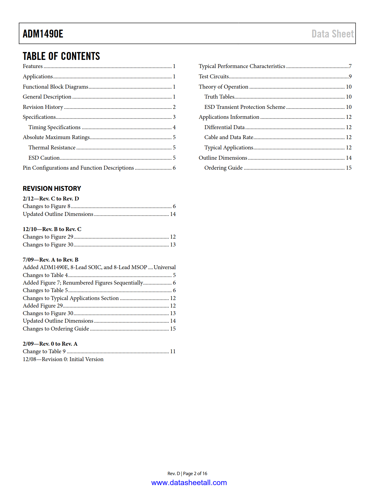 ADM1490E Datasheet Page 2