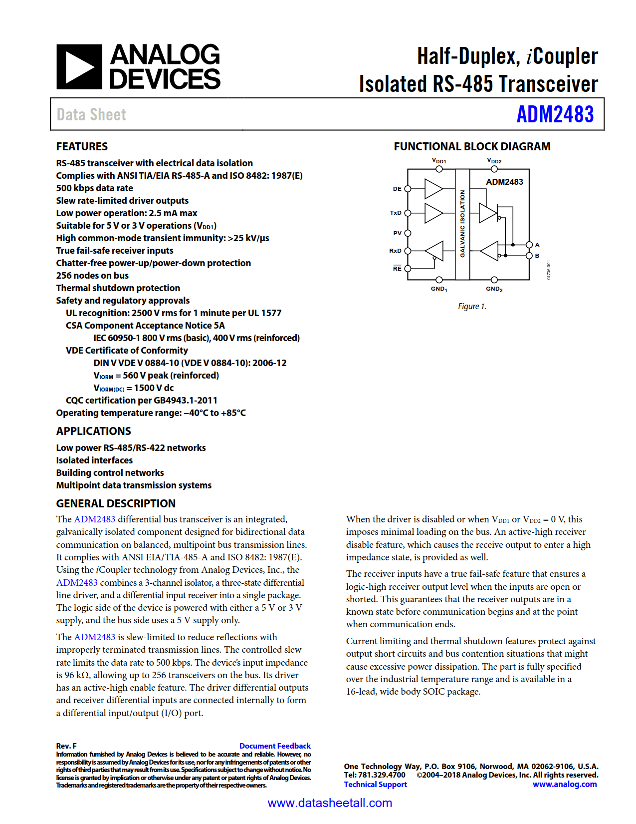 ADM2483 Datasheet