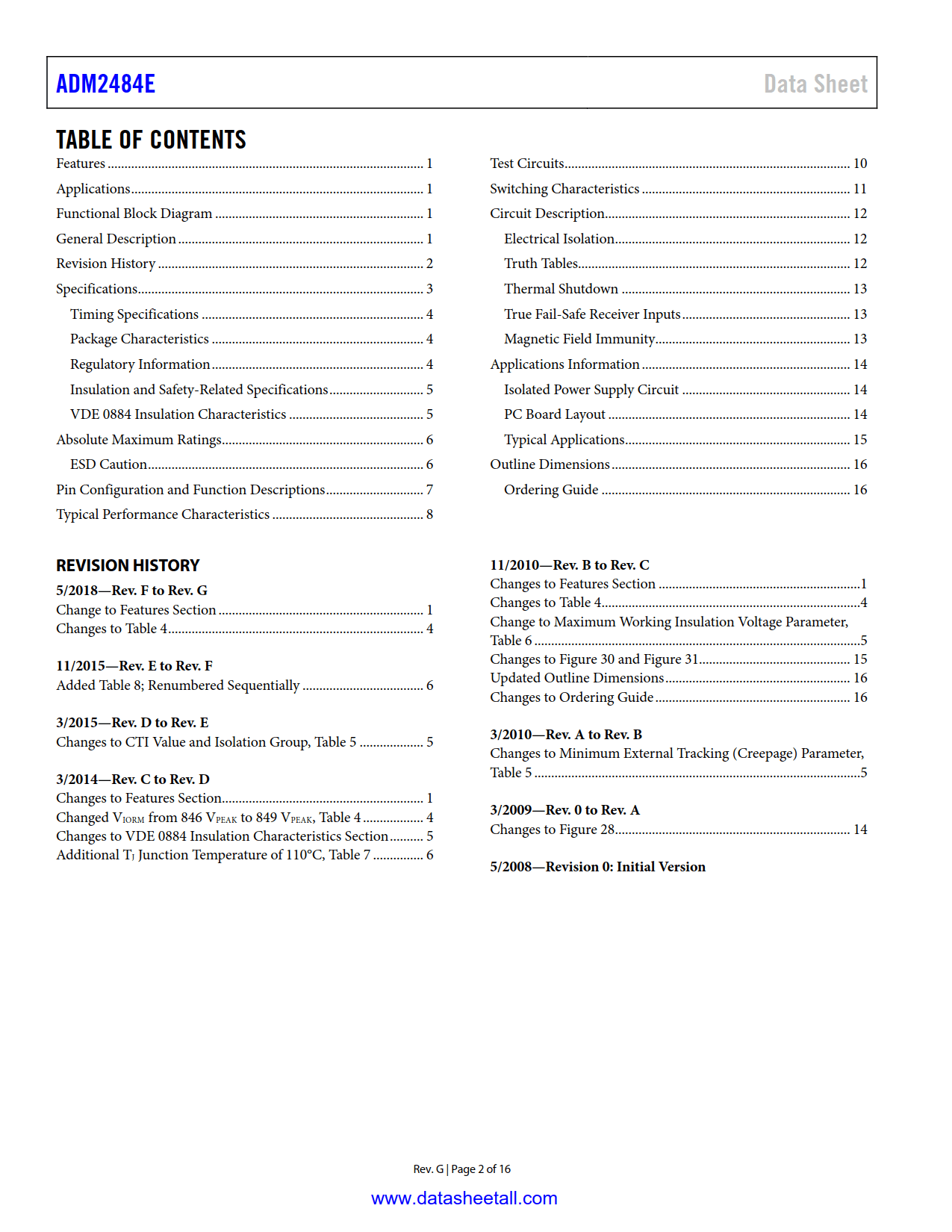 ADM2484E Datasheet Page 2