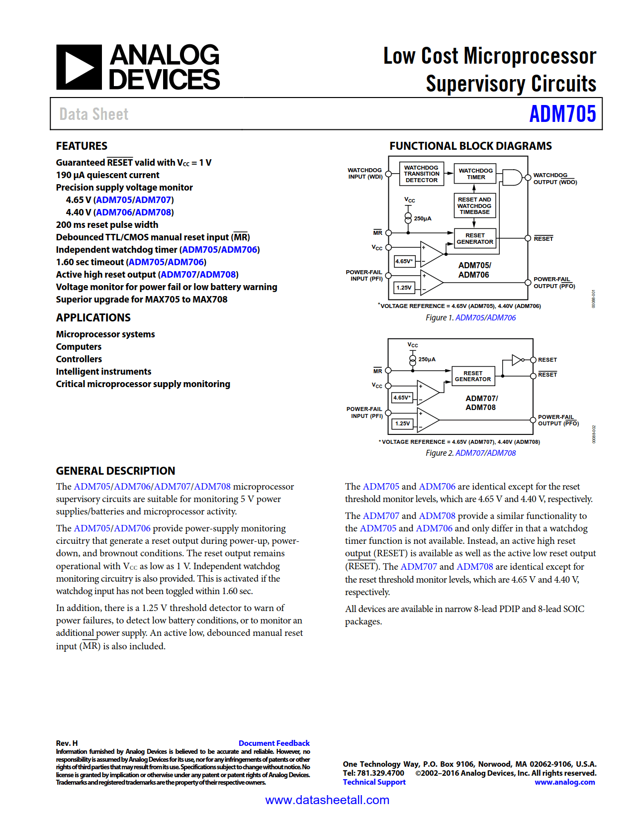 ADM705 Datasheet